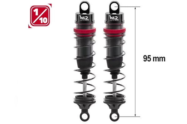 Ammortizzatori Yeah Racing Big Bore 110 Mm (2) – Alluminio Nero, Per 1/10 Off-road, BBG-0110BK